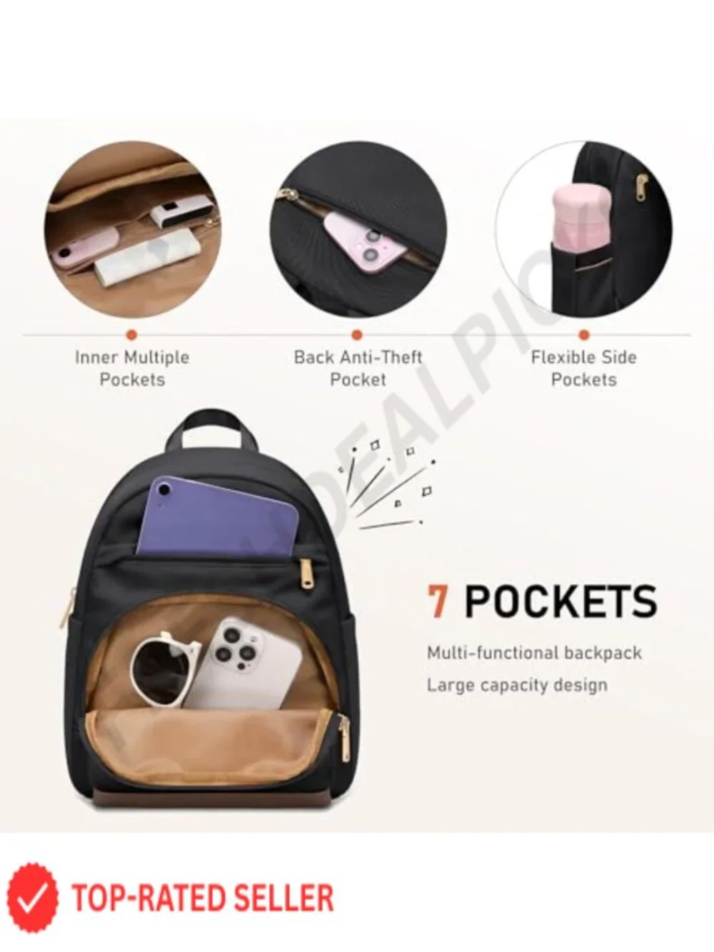 Mini Backpack for Women Convertible Nylon Daypack Purse Lightweight Bookbag